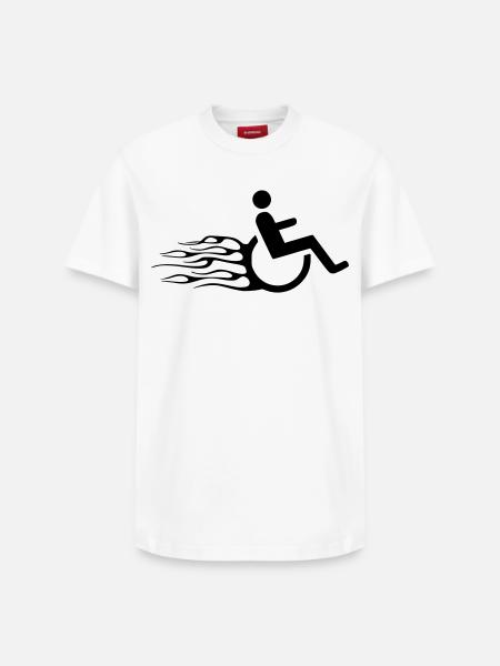 Rollstuhlsymbol mit Flammen * - Relaxed Unisex Supima Cotton T-Shirt – von SPREAD - Weiß
