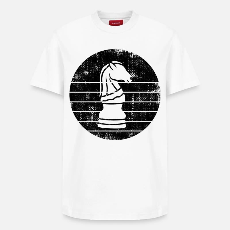 Dessin de chevalier d’échecs - T-shirt unisexe décontracté en coton Supima – de SPREAD - blanc