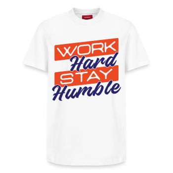 Arbeitskollege Statement Job Erfolg Karriere - Relaxed Unisex Supima Cotton T-Shirt – von SPREAD - Weiß - Vorne - AI Model Female 172 dark (172cm) & AI Model Male 185 dark (185cm)