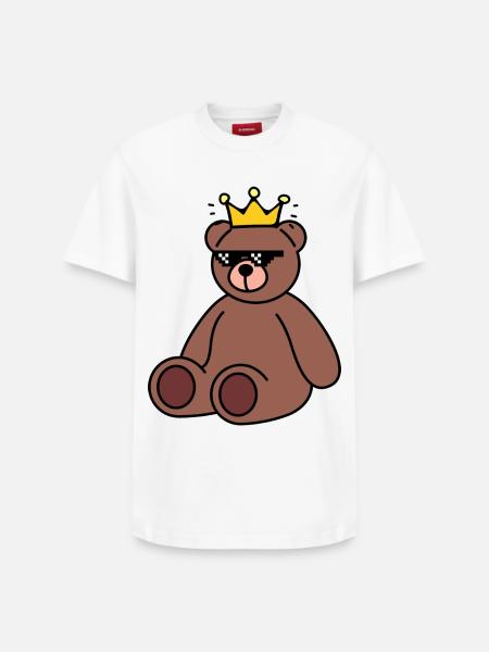 Retro King Bear - Relaxed Unisex Supima Cotton T-Shirt – by SPREAD - white