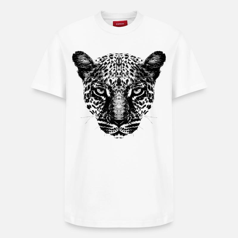 Leopard / Kopf / Schwarz - Relaxed Unisex Supima Cotton T-Shirt – von SPREAD - Weiß