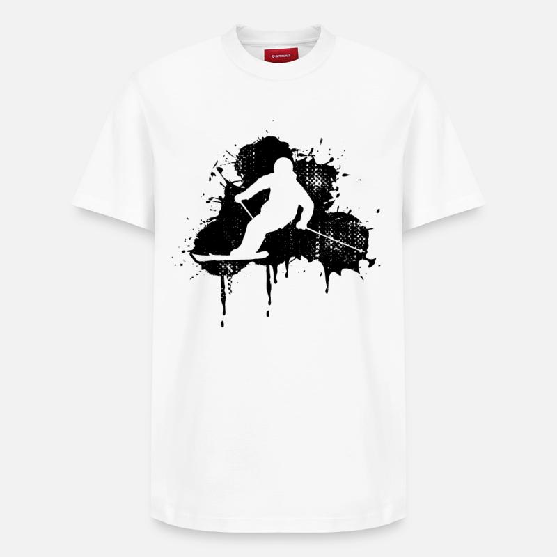 Skieur - T-shirt unisexe décontracté en coton Supima – de SPREAD - blanc