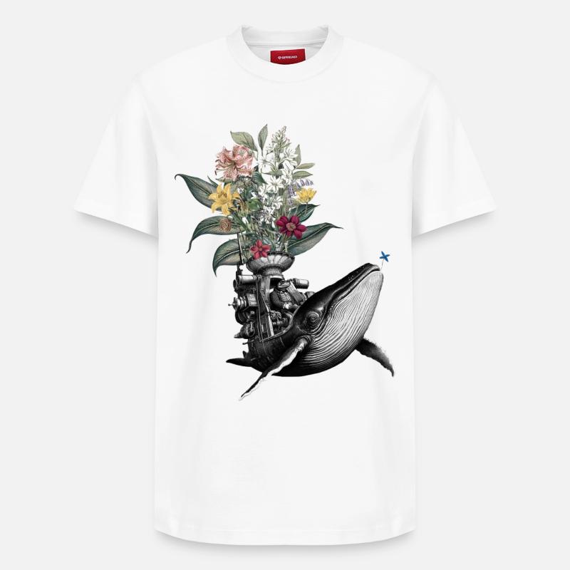 Félicitations – Grenouille, Baleine, Fleurs - T-shirt unisexe décontracté en coton Supima – de SPREAD - blanc