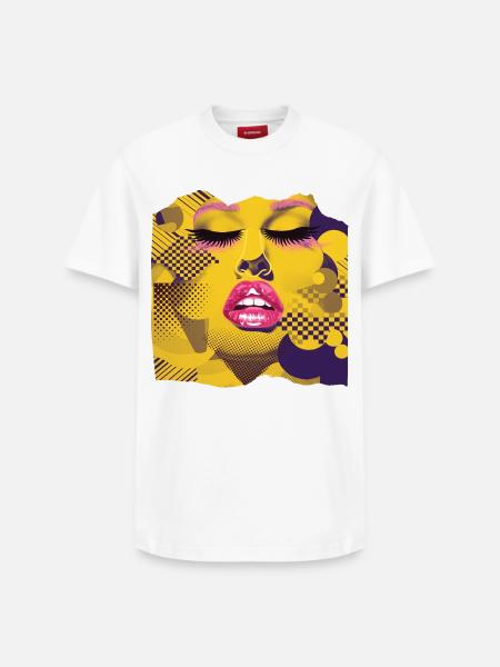 Pop Art Yellow and Pink - Relaxed Unisex Supima Cotton T-Shirt – by SPREAD - white