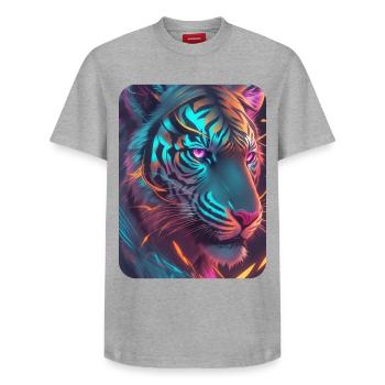 Neon Tiger Thema Lucid - Relaxed Unisex Supima Cotton T-Shirt – von SPREAD - Weiß - Vorne - AI Model Female 172 dark (172cm) & AI Model Male 185 dark (185cm)