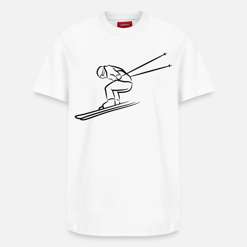 Dessin de skieur drôle - T-shirt unisexe décontracté en coton Supima – de SPREAD - blanc