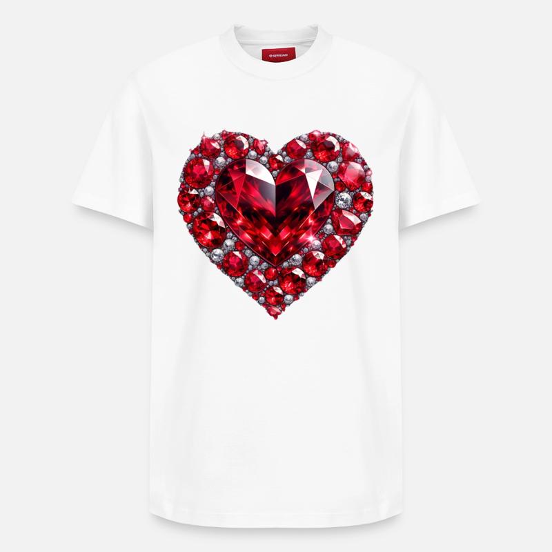 Ruby d'amour en cristal - T-shirt unisexe décontracté en coton Supima – de SPREAD - blanc
