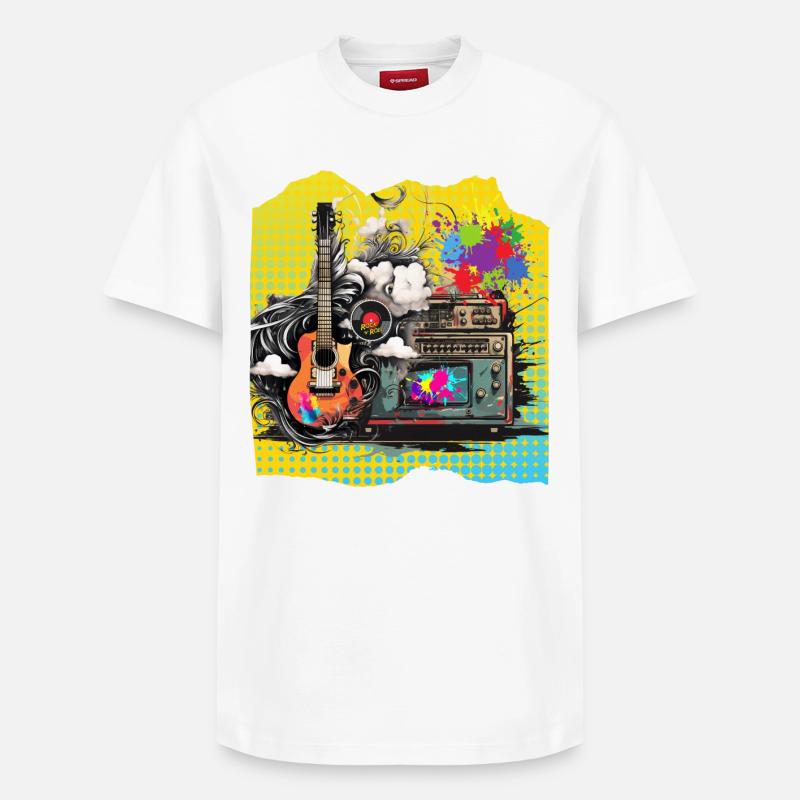 Pop Art Pop Music - Relaxed Unisex Supima Cotton T-Shirt – by SPREAD - white