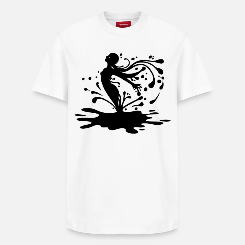 Silhouette et encre de chine - T-shirt unisexe décontracté en coton Supima – de SPREAD - blanc