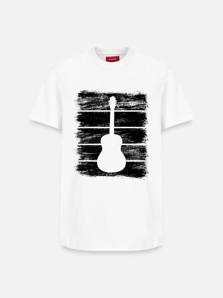 Guitar Sketch - Relaxed Unisex Supima Cotton T-Shirt – by SPREAD - white