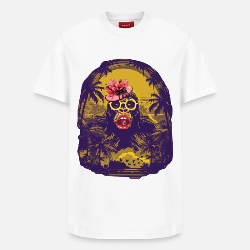 Gorille Pop Art - T-shirt unisexe décontracté en coton Supima – de SPREAD - blanc