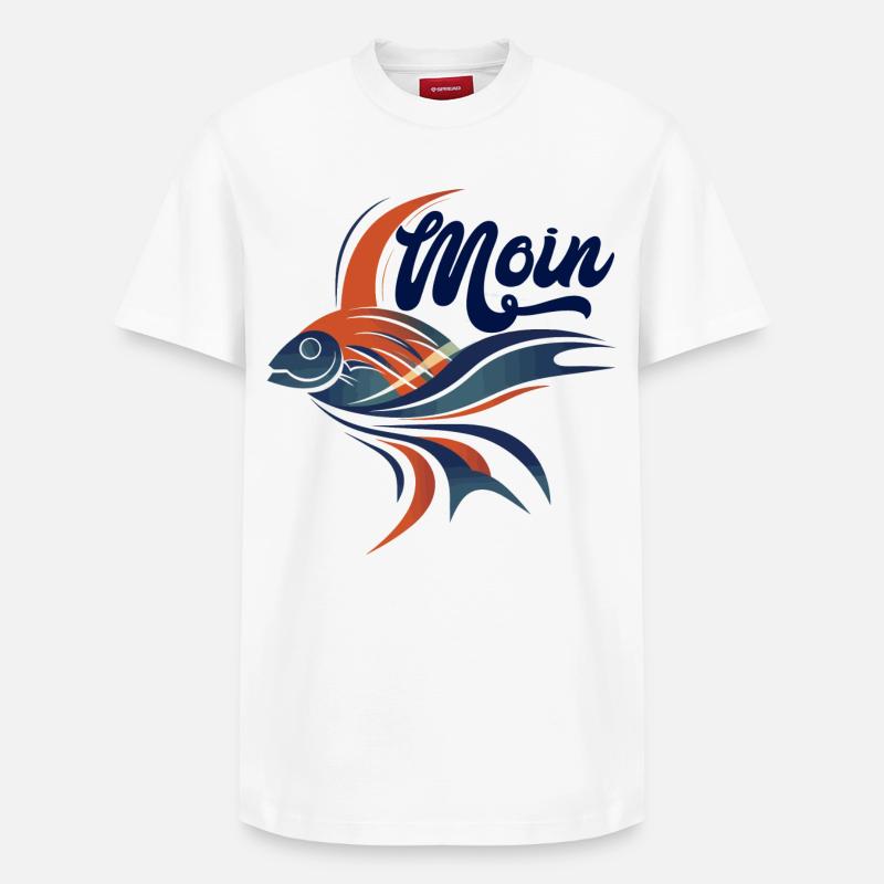 Farbiger Flussfisch Abstract Moin - Relaxed Unisex Supima Cotton T-Shirt – von SPREAD - Weiß