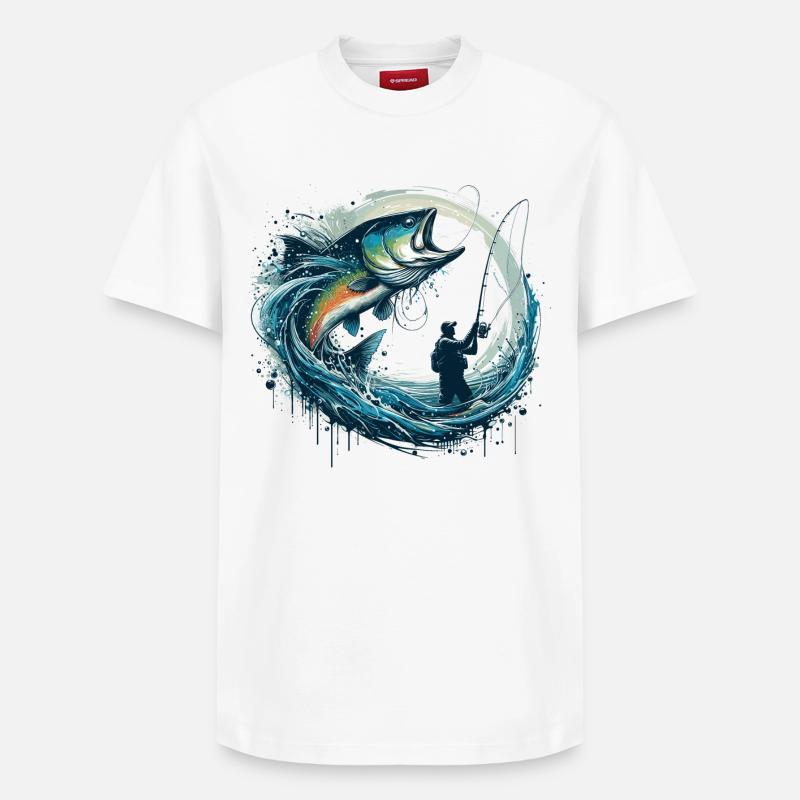 Fishing Dynamic Gift - Relaxed Unisex Supima Cotton T-Shirt – by SPREAD - white