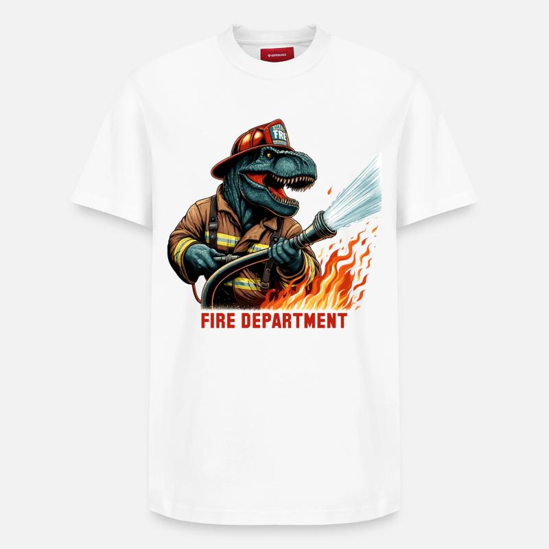 Pompier T-Rex cadeau - T-shirt unisexe décontracté en coton Supima – de SPREAD - blanc