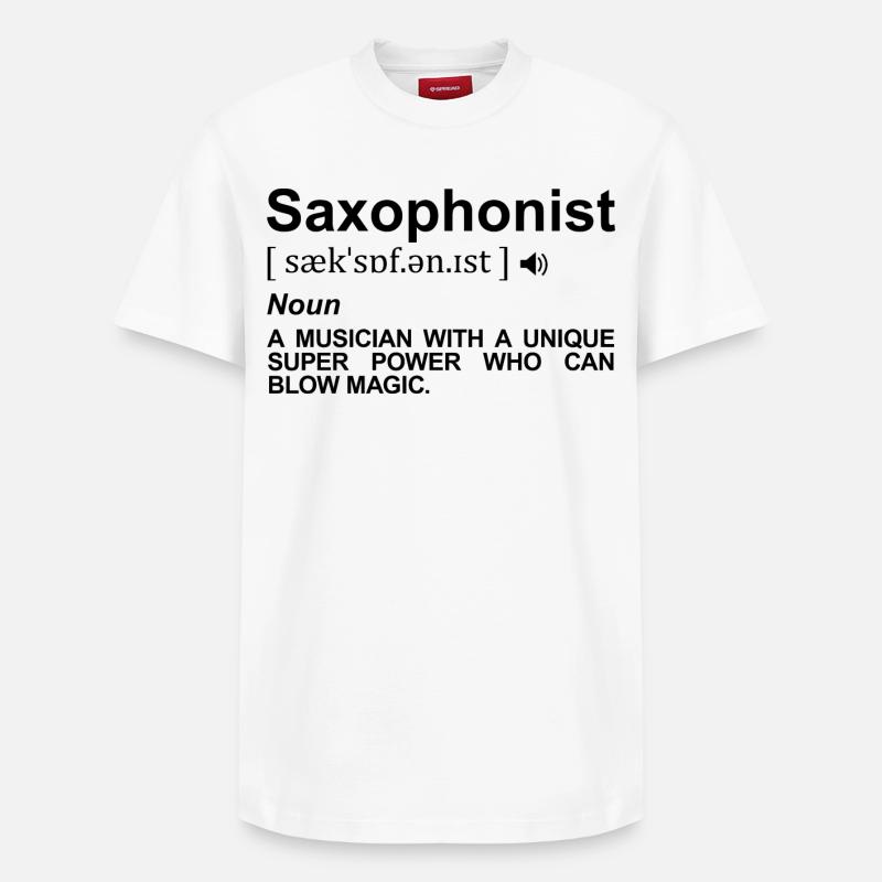 Définition du saxophoniste - T-shirt unisexe décontracté en coton Supima – de SPREAD - blanc