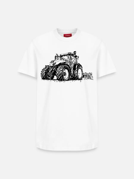 Tractor Steyr 6145 - Relaxed Unisex Supima Cotton T-Shirt – by SPREAD - white