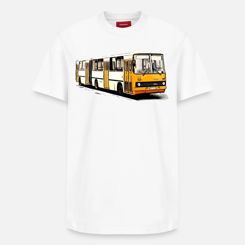 Bus articulé Ikarus jaune blanc - T-shirt unisexe décontracté en coton Supima – de SPREAD - blanc