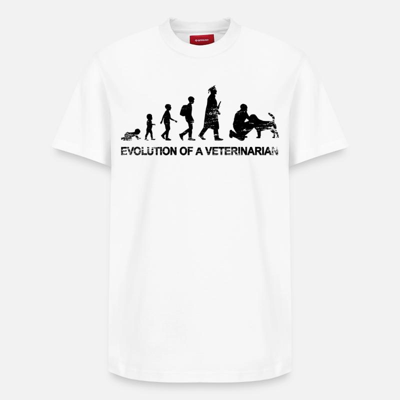 Evolution eines Tierarztes - Relaxed Unisex Supima Cotton T-Shirt – von SPREAD - Weiß