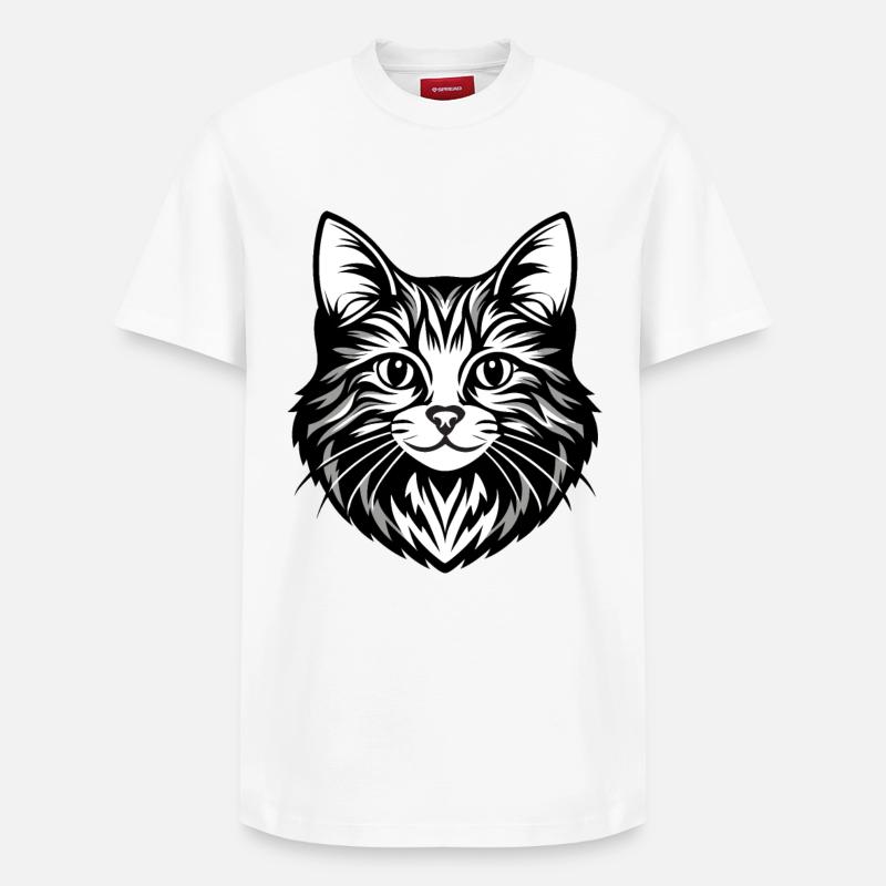 Komplizierte Katzengesicht Illustration - Relaxed Unisex Supima Cotton T-Shirt – von SPREAD - Weiß