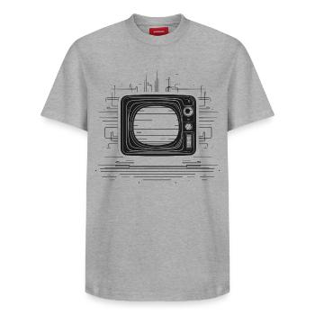 Dessin TV rétro - T-shirt unisexe décontracté en coton Supima – de SPREAD - blanc - Devant - AI Model Female 172 dark (172cm) & AI Model Male 185 dark (185cm)