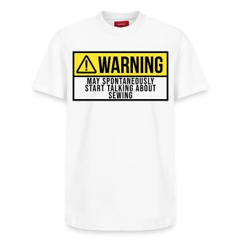 Couture Coudre - T-shirt unisexe décontracté en coton Supima – de SPREAD - blanc - Devant - AI Model Female 172 dark (172cm) & AI Model Male 185 dark (185cm)