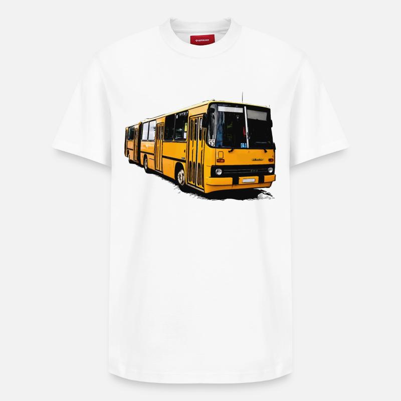 Gelber Ikarus Bus Z80 - Relaxed Unisex Supima Cotton T-Shirt – von SPREAD - Weiß
