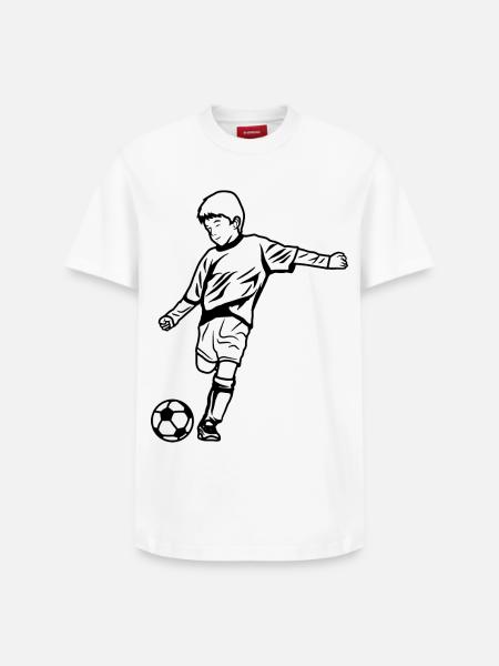 Fußballjunge Skizze - Relaxed Unisex Supima Cotton T-Shirt – von SPREAD - Weiß