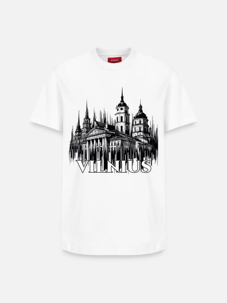 Vilnius Capital Lithuania Baltic Gift - Relaxed Unisex Supima Cotton T-Shirt – by SPREAD - white