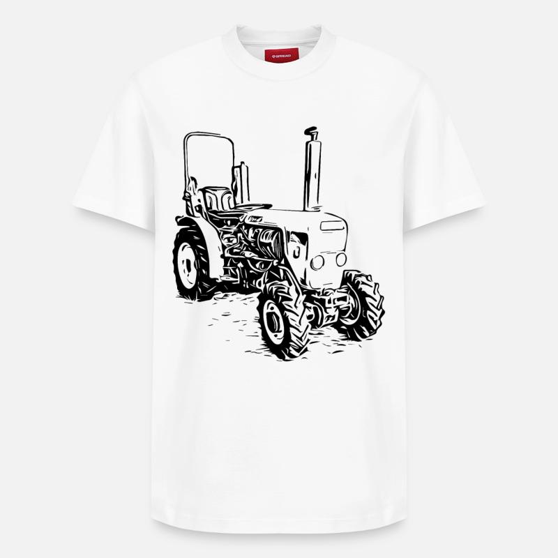 Schmalspurschlepper Traktor - Relaxed Unisex Supima Cotton T-Shirt – von SPREAD - Weiß