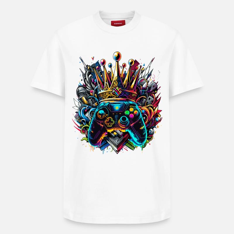 Königlicher Graffiti Gaming Controller - Relaxed Unisex Supima Cotton T-Shirt – von SPREAD - Weiß
