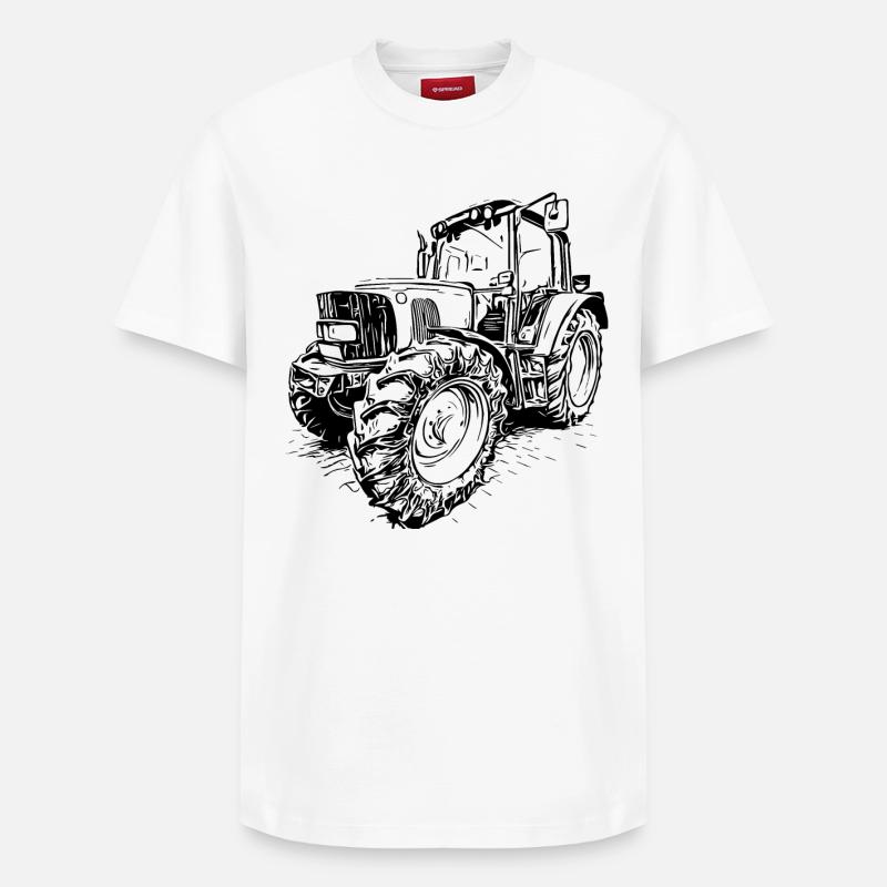 Tracteur JD vert - T-shirt unisexe décontracté en coton Supima – de SPREAD - blanc