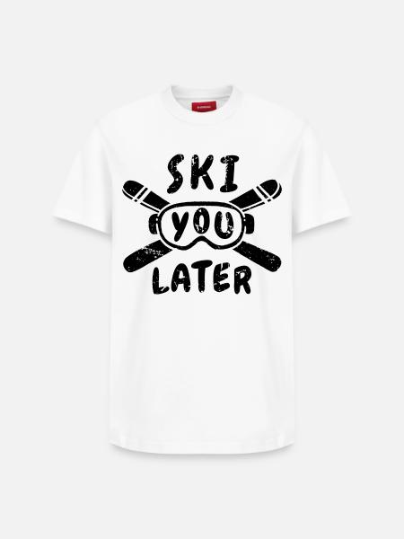 Funny Ski Saying - Relaxed Unisex Supima Cotton T-Shirt – by SPREAD - white