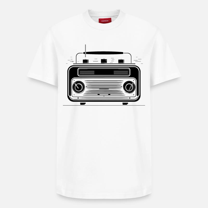 Radio à l’ancienne - T-shirt unisexe décontracté en coton Supima – de SPREAD - blanc