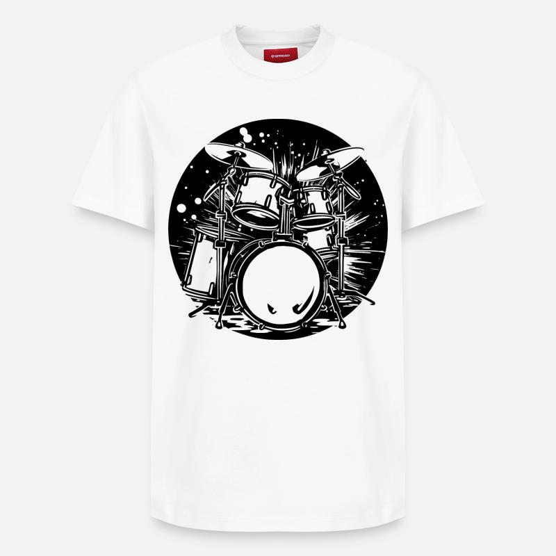 Graphismes de batterie - T-shirt unisexe décontracté en coton Supima – de SPREAD - blanc