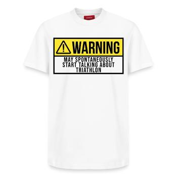 Triathlon - Relaxed Unisex Supima Cotton T-Shirt – von SPREAD - Weiß - Vorne - AI Model Female 172 dark (172cm) & AI Model Male 185 dark (185cm)