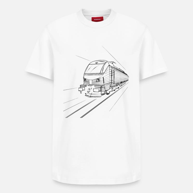 Croquis de train - T-shirt unisexe décontracté en coton Supima – de SPREAD - blanc