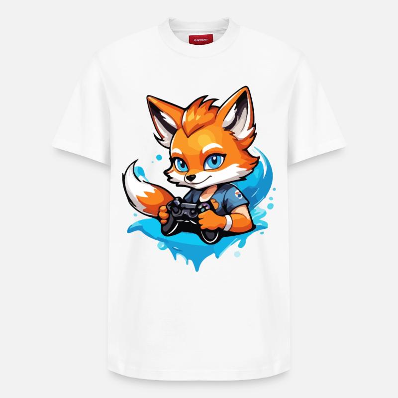 Gamer Clever Gaming Fox - T-shirt unisexe décontracté en coton Supima – de SPREAD - blanc