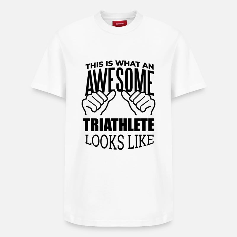 triathlon - T-shirt unisexe décontracté en coton Supima – de SPREAD - blanc