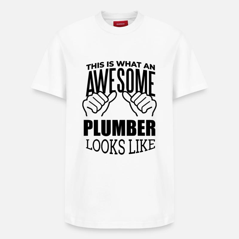 Klempner - Relaxed Unisex Supima Cotton T-Shirt – von SPREAD - Weiß
