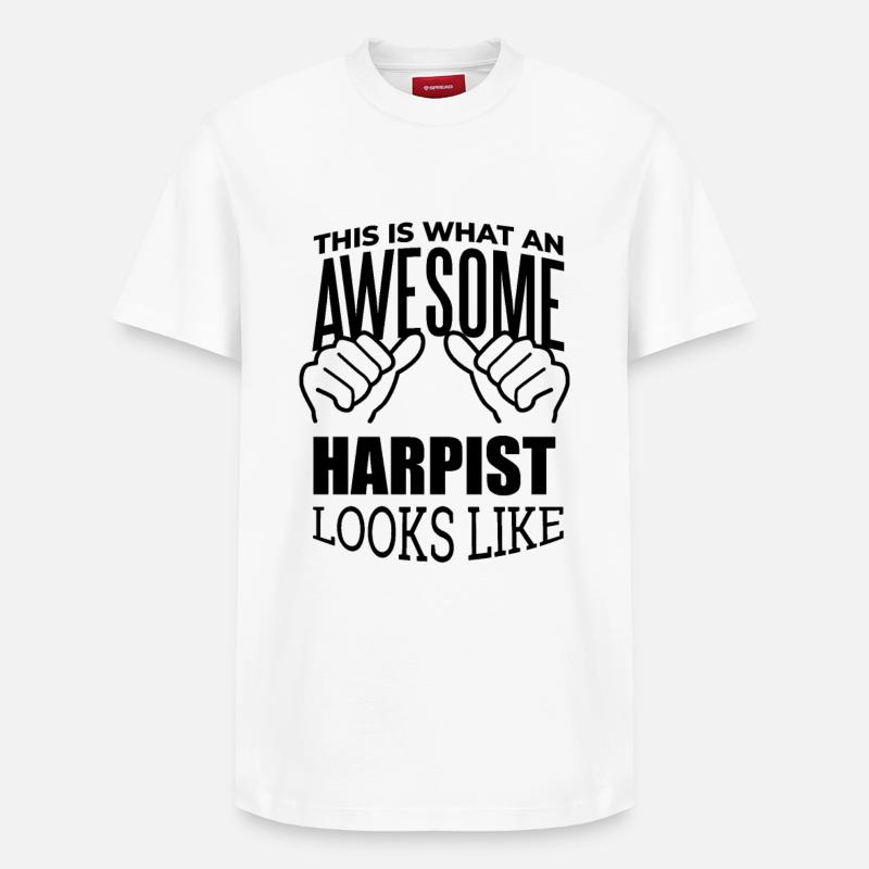 Harfe - Relaxed Unisex Supima Cotton T-Shirt – von SPREAD - Weiß