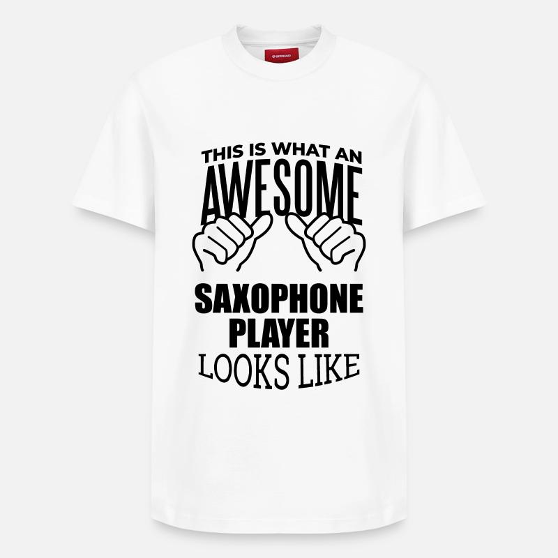 saxophone - T-shirt unisexe décontracté en coton Supima – de SPREAD - blanc