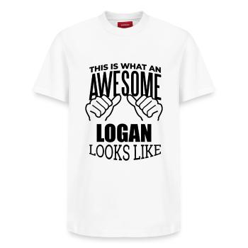 Logan - T-shirt unisexe décontracté en coton Supima – de SPREAD - blanc - Devant - AI Model Female 172 dark (172cm) & AI Model Male 185 dark (185cm)