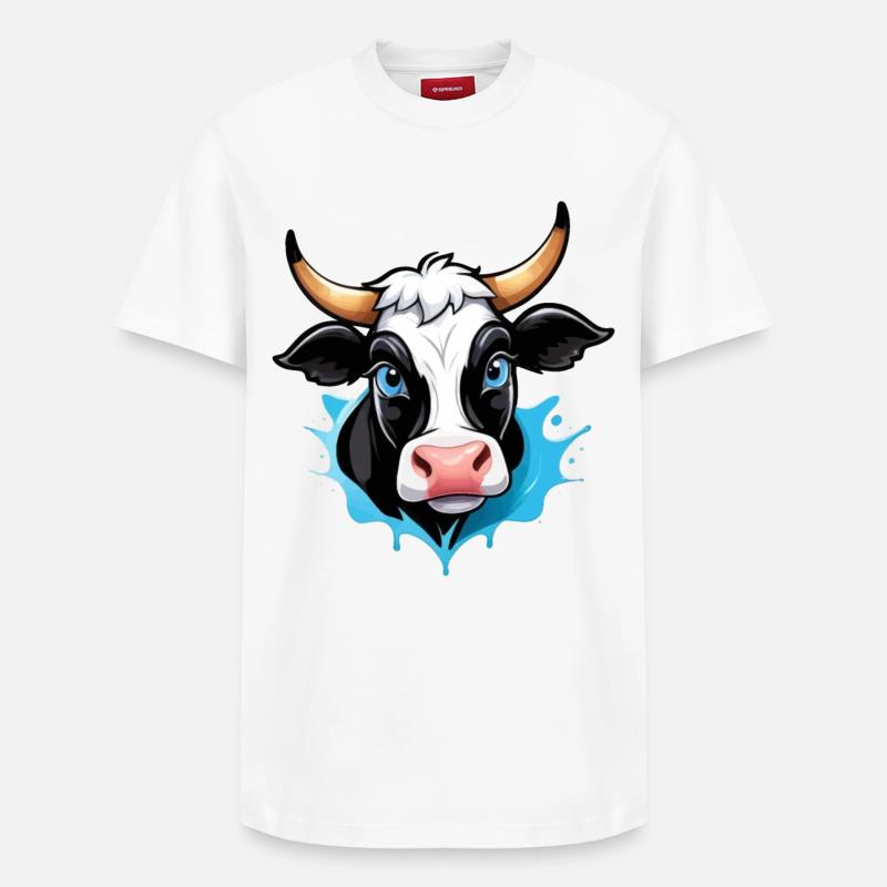 Kuh im Comic-Style - Relaxed Unisex Supima Cotton T-Shirt – von SPREAD - Weiß