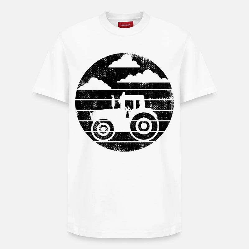Tractor Sketch - Relaxed Unisex Supima Cotton T-Shirt – by SPREAD - white