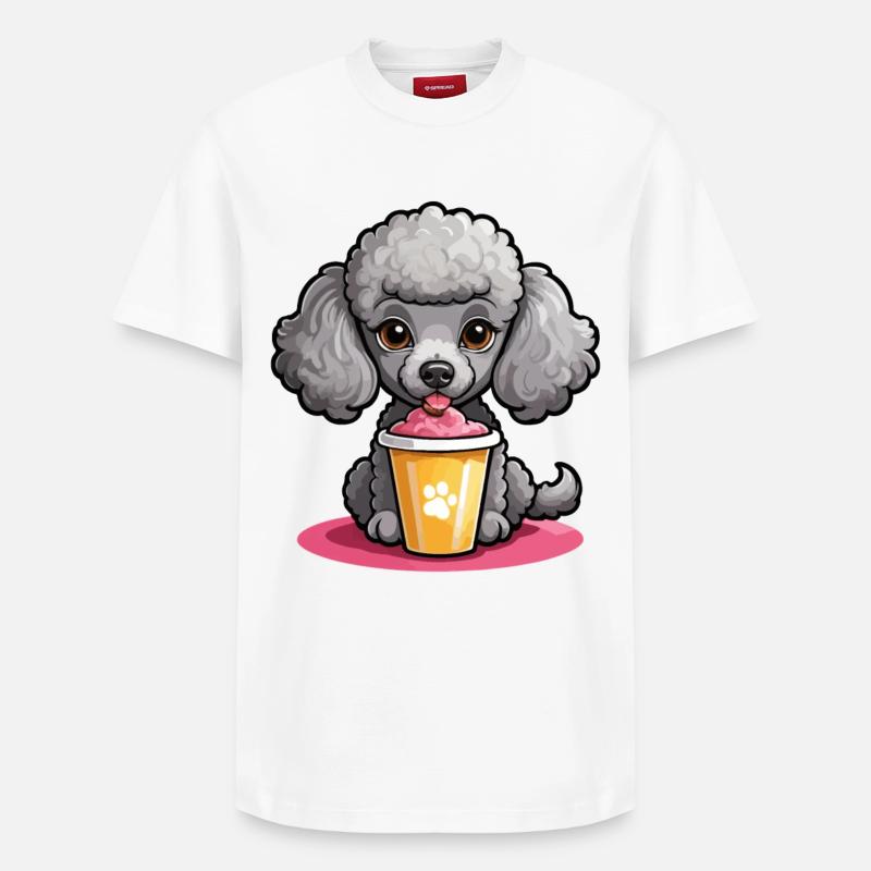 Dame caniche nourrissant - T-shirt unisexe décontracté en coton Supima – de SPREAD - blanc