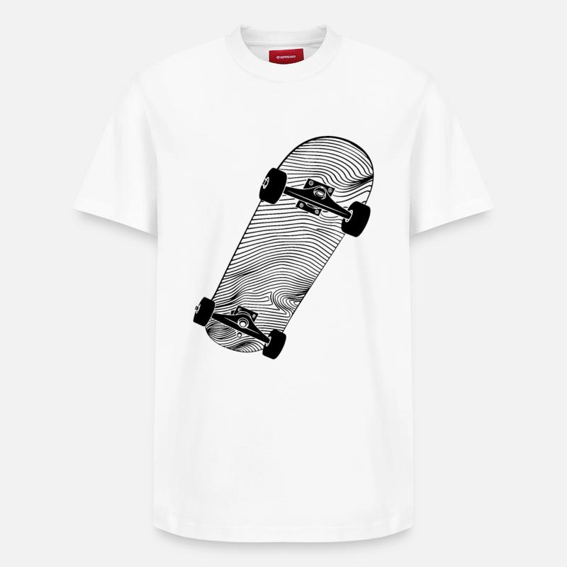 Dessin de skateboard - T-shirt unisexe décontracté en coton Supima – de SPREAD - blanc