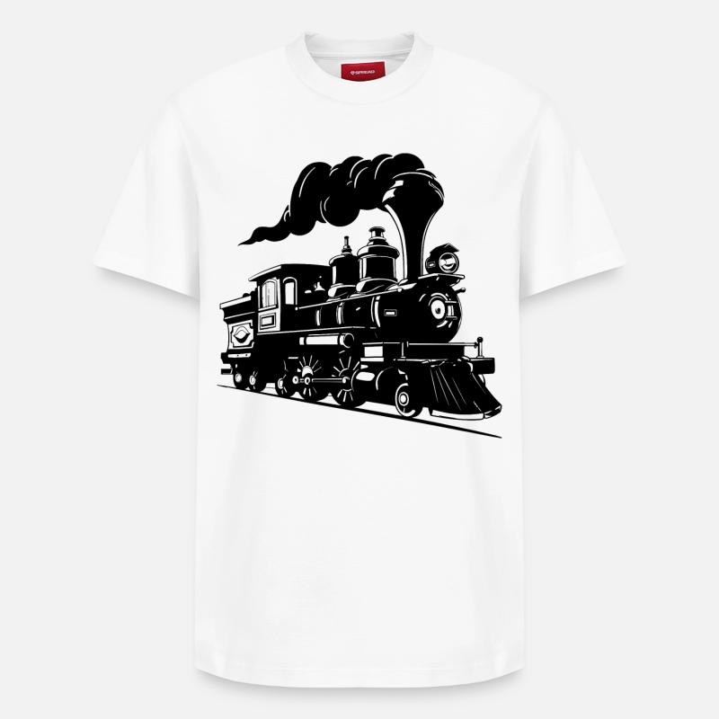 Dessin de locomotive à vapeur - T-shirt unisexe décontracté en coton Supima – de SPREAD - blanc