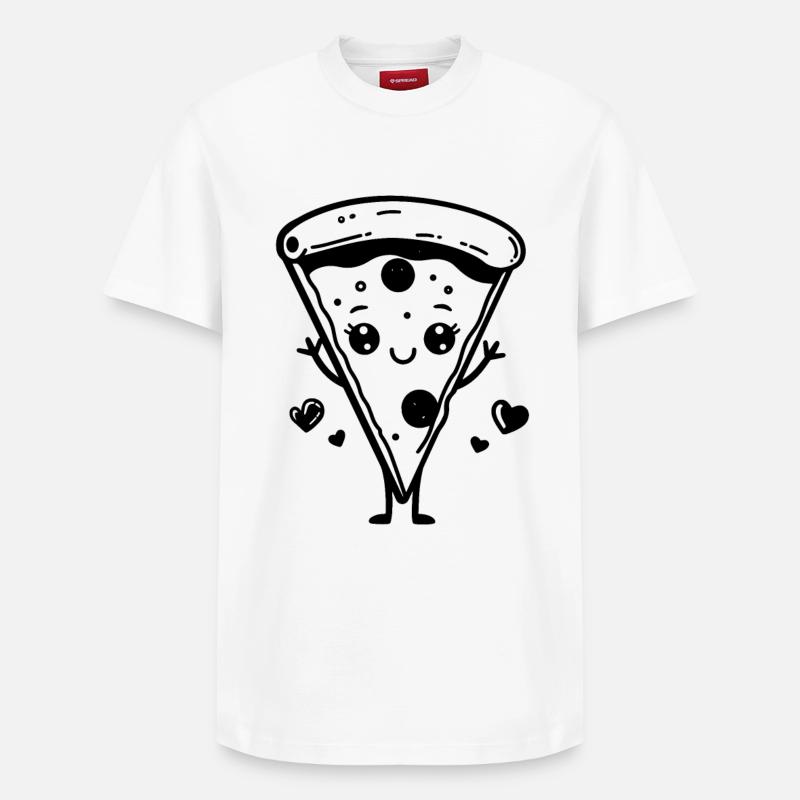 Pizza Caricature - T-shirt unisexe décontracté en coton Supima – de SPREAD - blanc