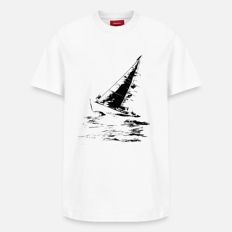 Segelboot - Relaxed Unisex Supima Cotton T-Shirt – von SPREAD - Weiß
