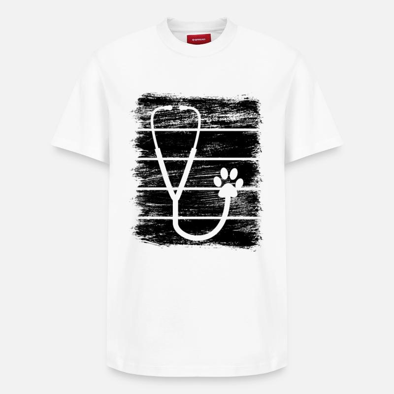 Stéthoscope vétérinaire - T-shirt unisexe décontracté en coton Supima – de SPREAD - blanc